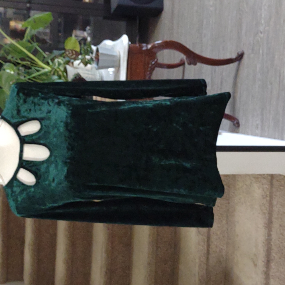 Green velveteen long sleeve blouse